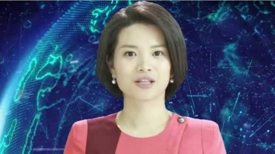 Female robotic news anchor