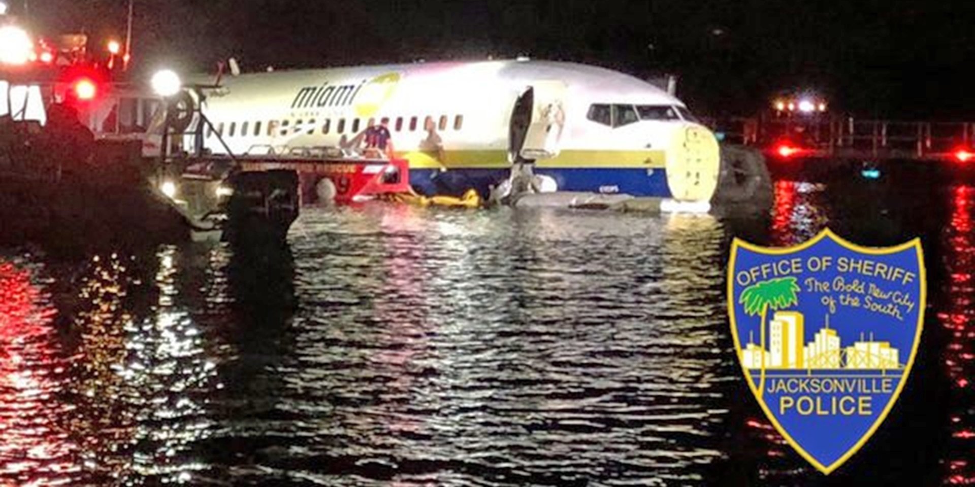 Boeing 737 slid off runway and fell into Florida river